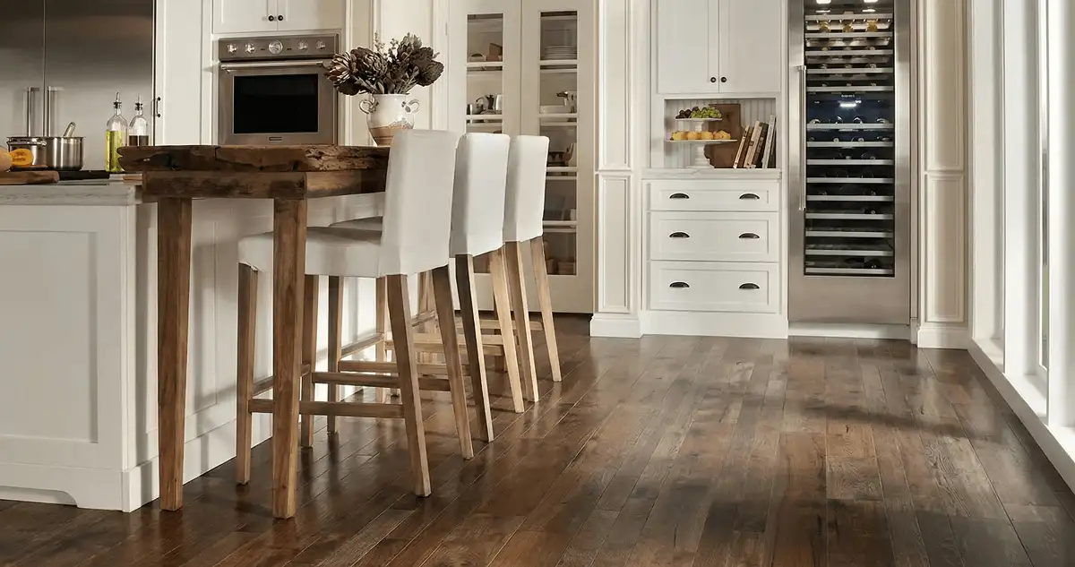 Professionally installed and refinished hardwood flooring in a residential home, showcasing smooth finish and natural wood tones in Pembroke Pines, FL